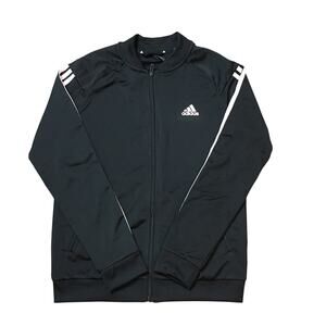 NWT Adidas Women's Track Jacket M Black Pink 3-Stripes Full Zip Logo Primegreen